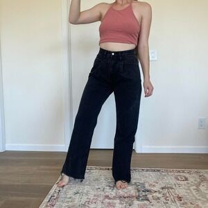PrettyLittleThings Pleated Black Denim Jeans